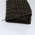 FENDI Zucca Canvas Clutch Bag Brown Black72651
