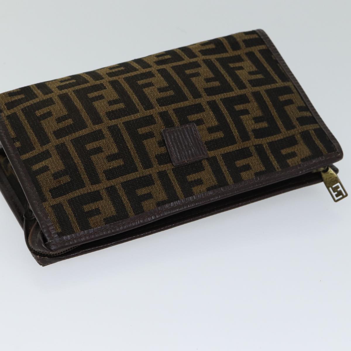 FENDI Zucca Canvas Clutch Bag Brown Black72651