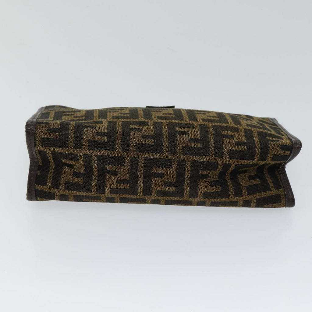 FENDI Zucca Canvas Clutch Bag Brown Black72651