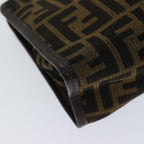 FENDI Zucca Canvas Clutch Bag Brown Black72651