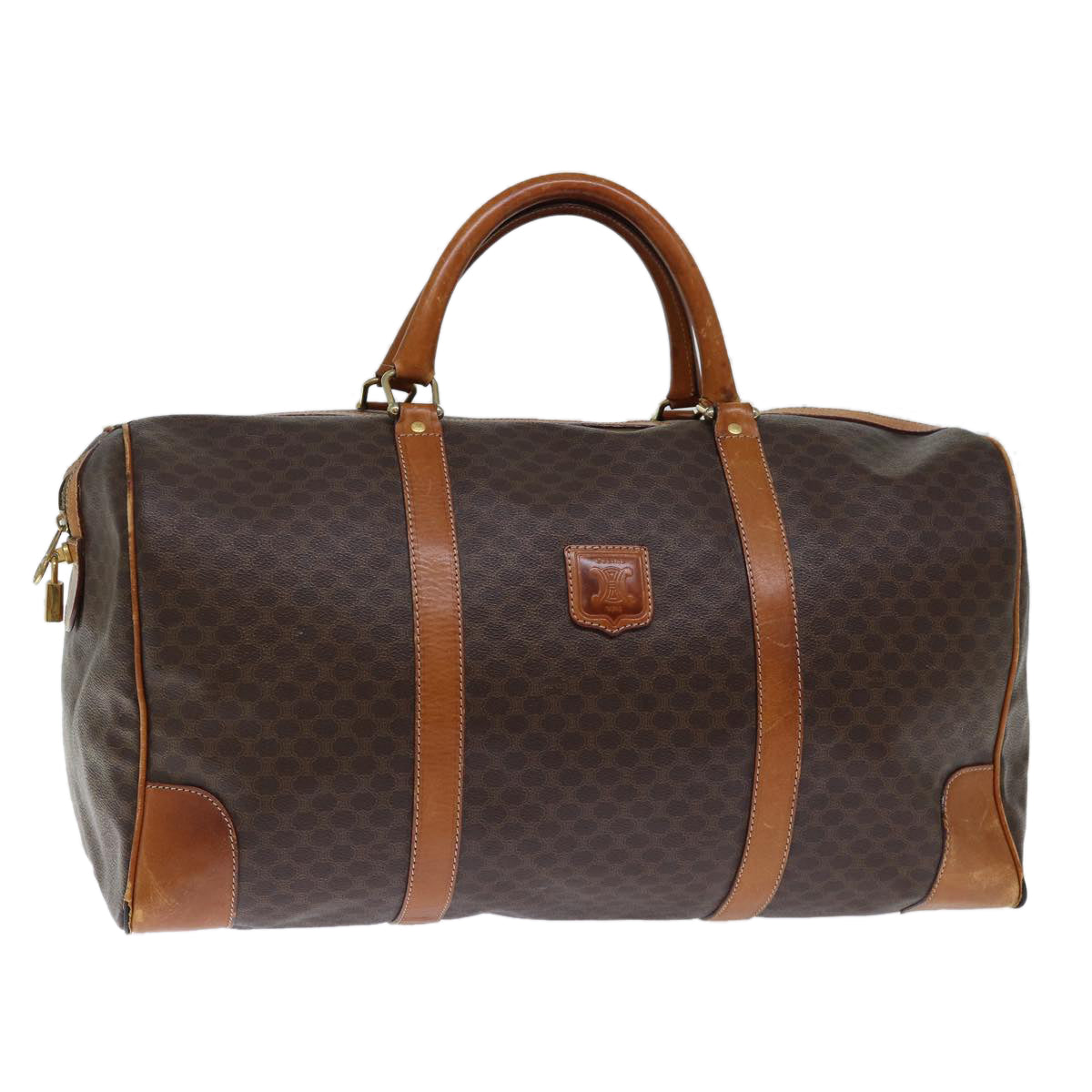 CELINE Macadam Canvas Boston Bag PVC Brown  72705