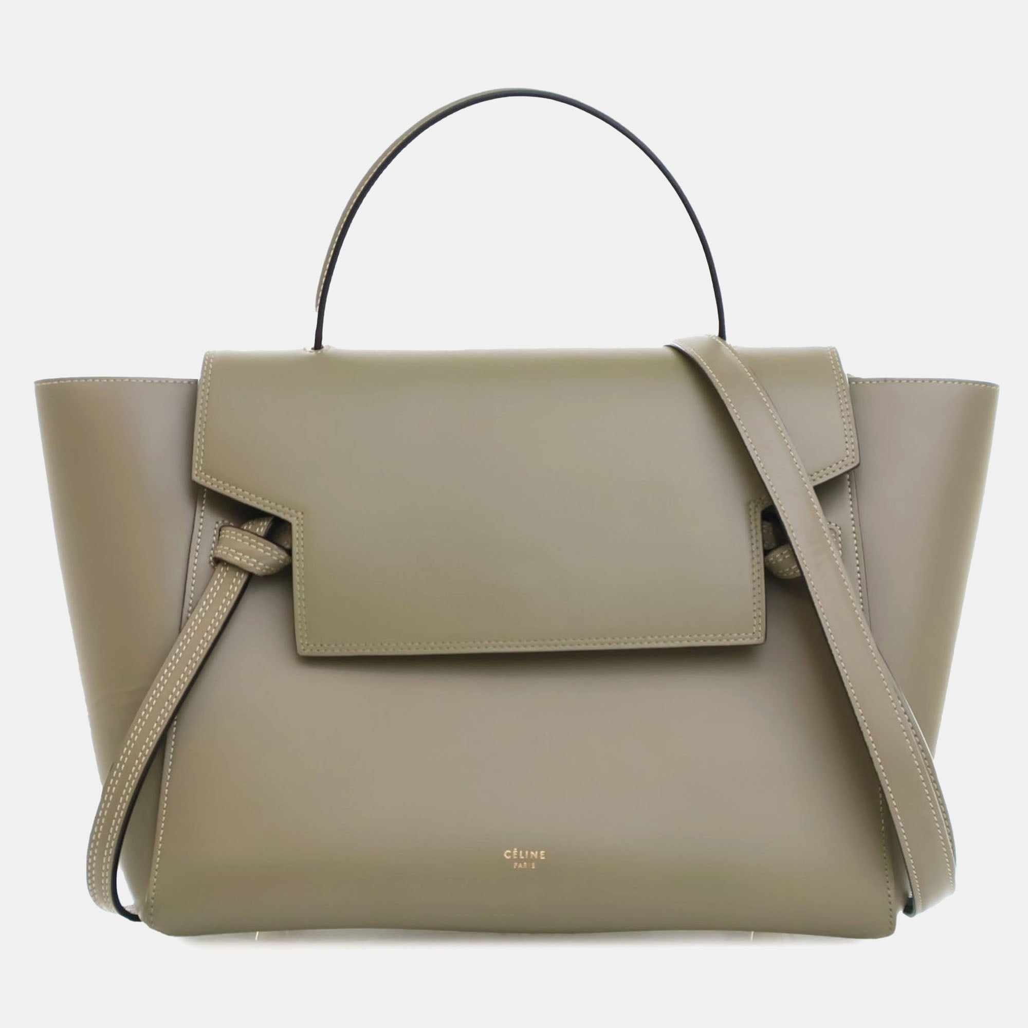 Celine Olive Green Tone Mini Belt Satchel Bag