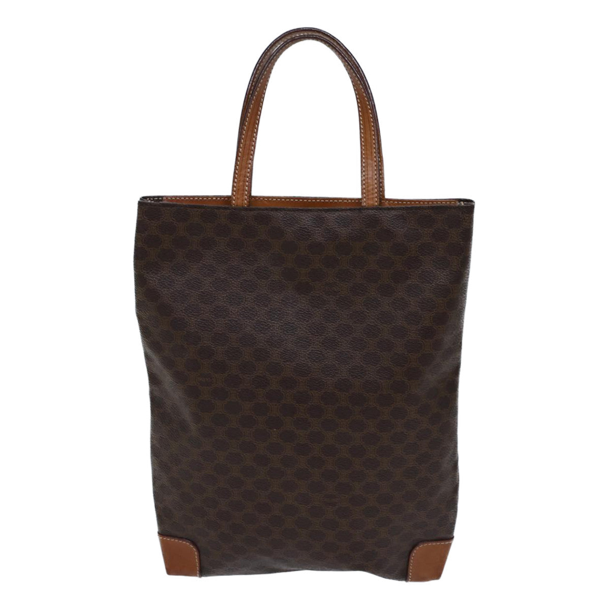 CELINE Macadam Canvas Hand Bag PVC Brown Auth 72761