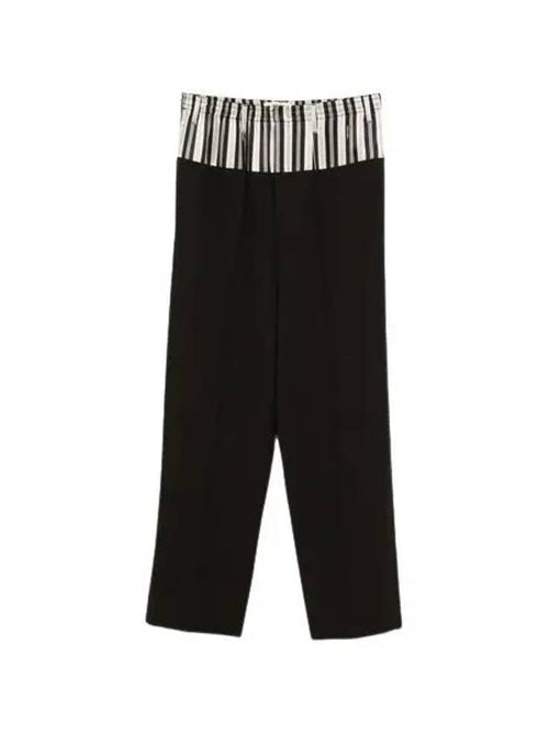 Fendi Wool Layered Wide Pants Black