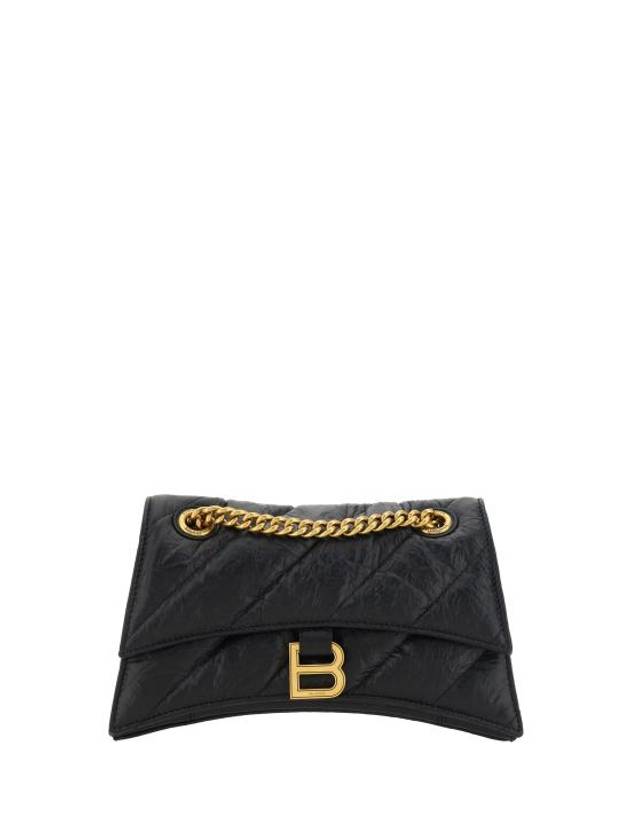 Balenciaga Women's Crush Logo Gold Chain Small Shoulder Bag Black