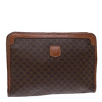 CELINE Macadam Canvas Clutch Bag PVC Brown Auth 72806