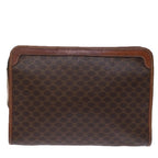 CELINE Macadam Canvas Clutch Bag PVC Brown Auth 72806
