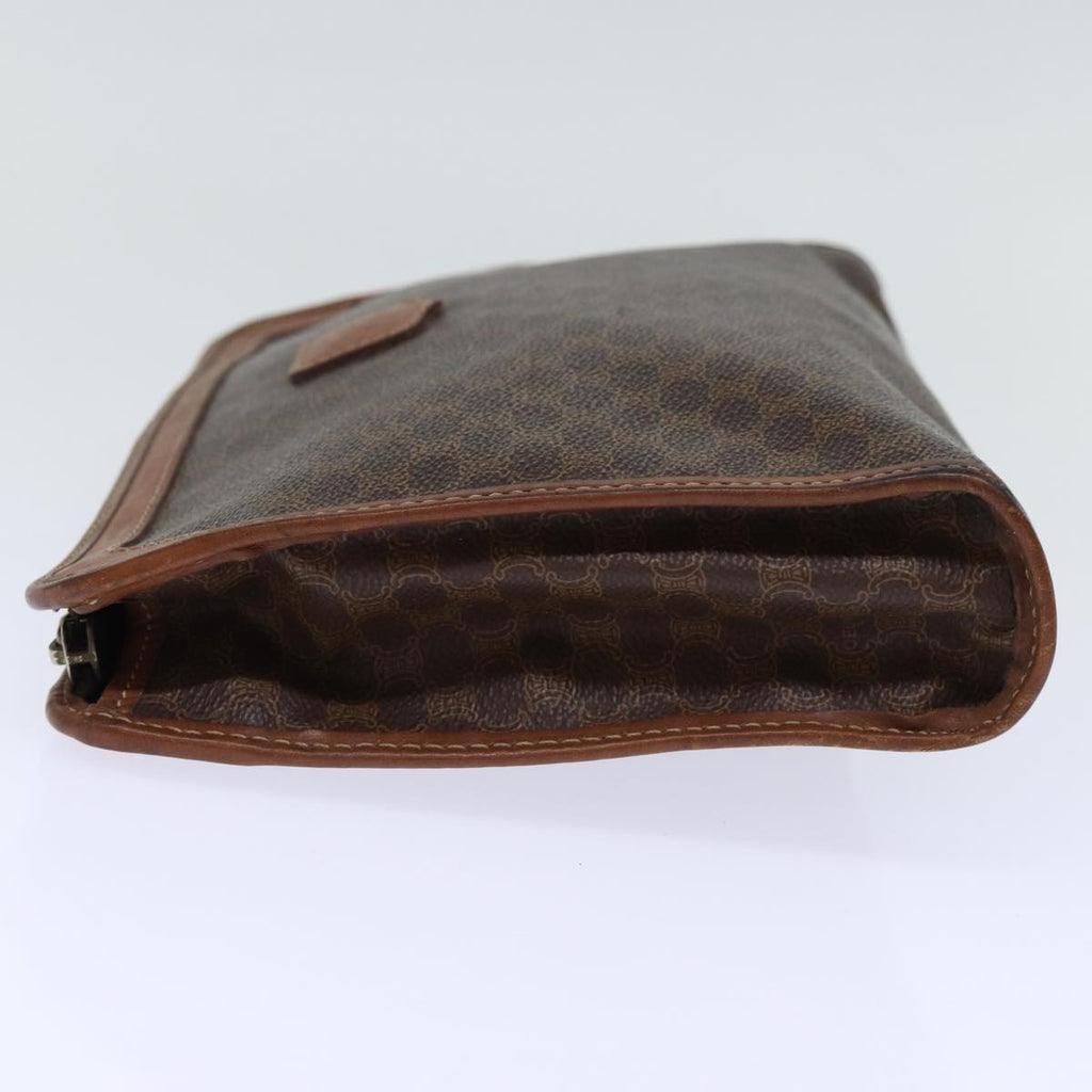 CELINE Macadam Canvas Clutch Bag PVC Brown Auth 72806