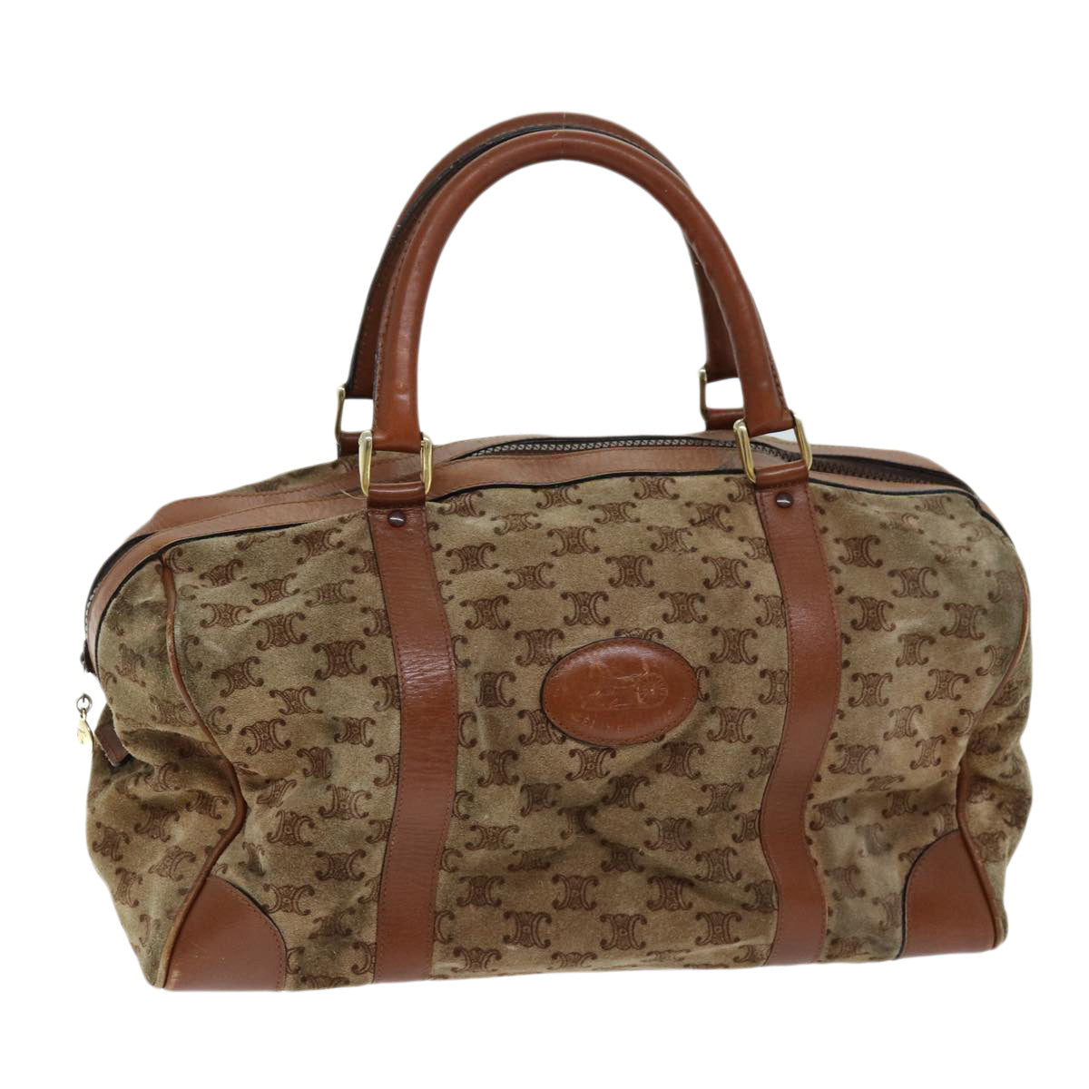 CELINE Macadam Canvas Boston Bag Beige  72834