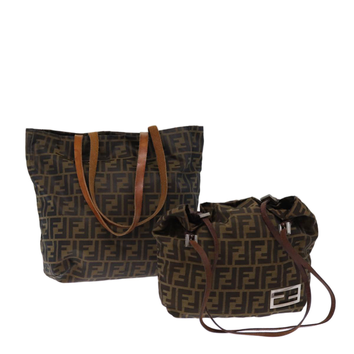 FENDI Zucca Canvas Hand Bag 2Set Black Brown72894