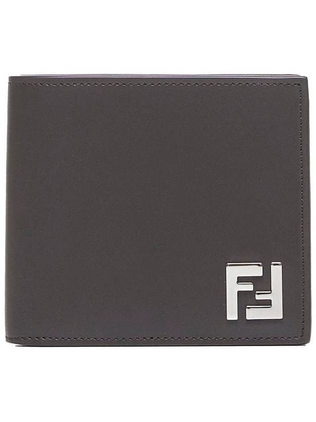 Fendi FF Square Leather Bi-Fold Half Wallet Brown