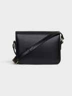 CELINE Teen Triomphe Shiny Calfskin Cross Bag Black