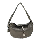 CELINE Shoulder Bag Leather Silver  72958