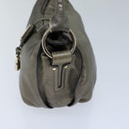CELINE Shoulder Bag Leather Silver  72958