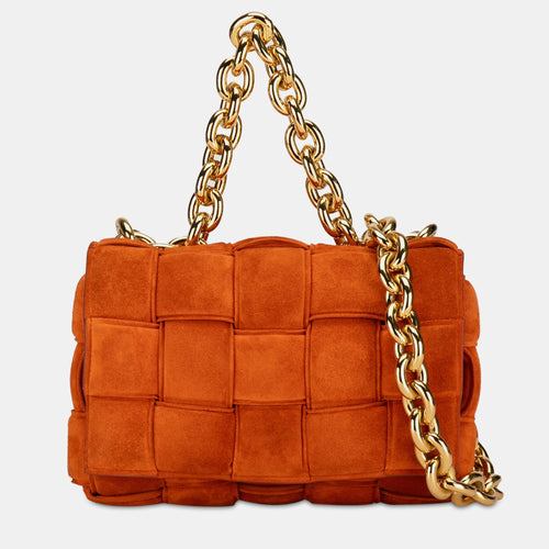 Bottega Veneta Suede Intrecciato Padded Chain Cassette Satchel
