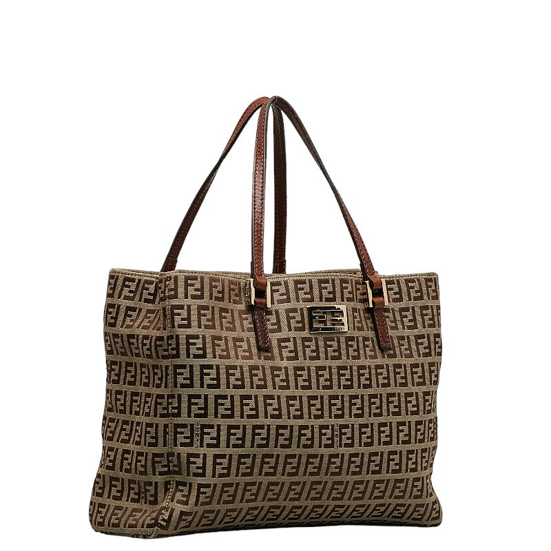 Fendi Zubkino Handbag 8BH132 Brown Canvas Leather Ladies Fendi