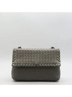 Bottega Veneta 386498 Gray Intrecciato Nappa Olympia shoulder bag and cross
