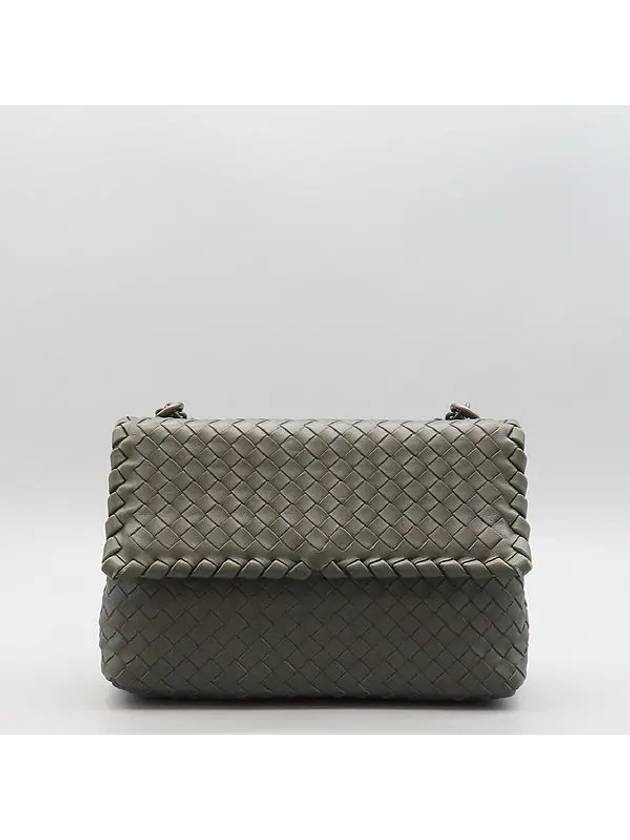 Bottega Veneta 386498 Gray Intrecciato Nappa Olympia shoulder bag and cross