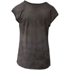 Chloe Tie-Dye T-shirt with Flower Embellishment in Grey Cotton