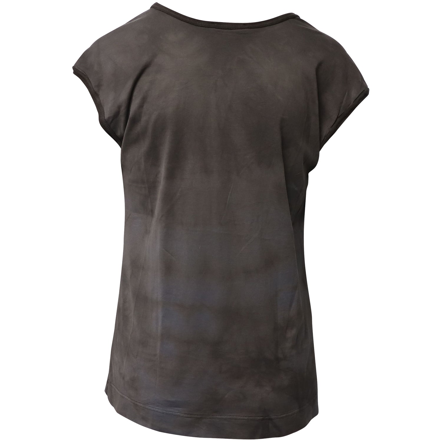 Chloe Tie-Dye T-shirt with Flower Embellishment in Grey Cotton