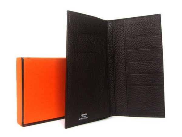 Hermes Wallet H2007 Ladies Cow Leather Coffee