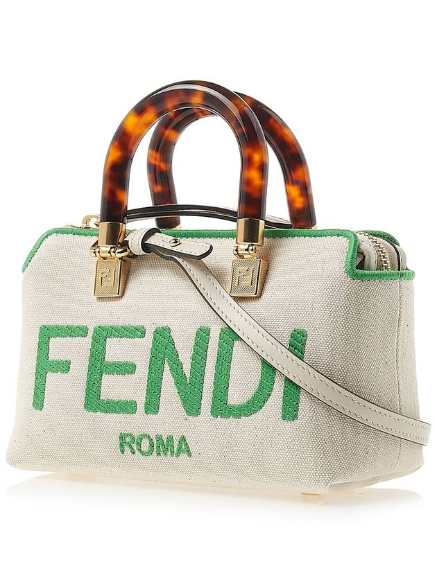 Fendi By The Way Small Canvas Tote Bag Green White