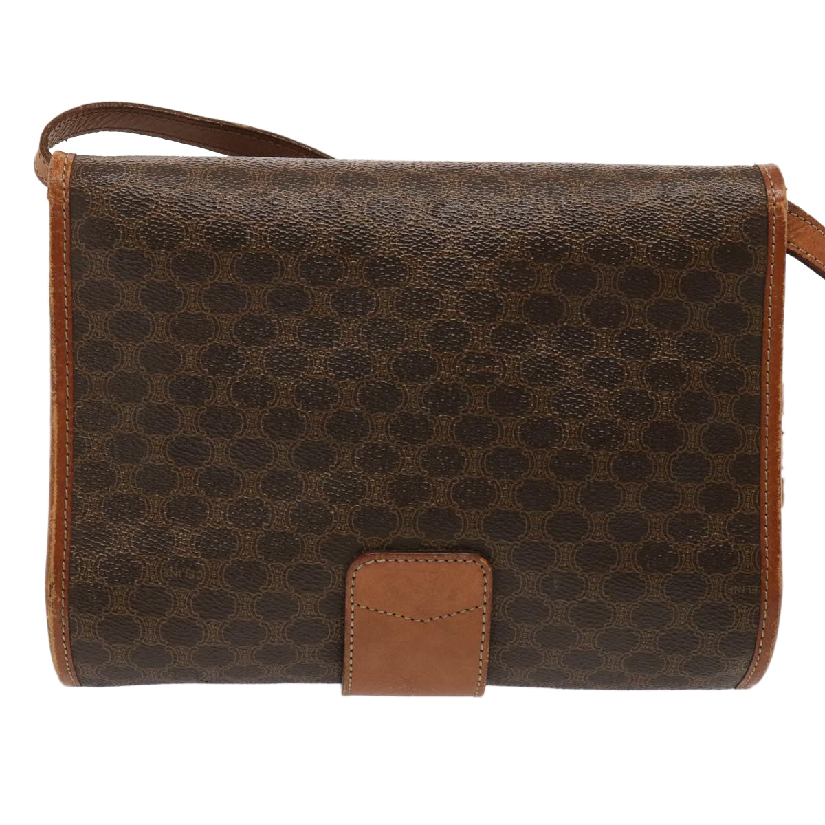 CELINE Macadam Canvas Shoulder Bag PVC Brown Auth 73007