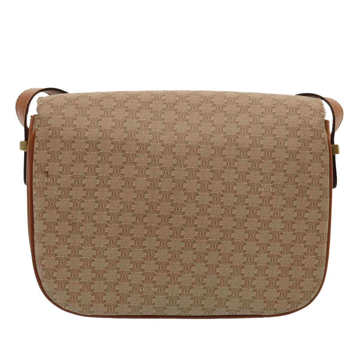 CELINE Macadam Canvas Shoulder Bag Beige  73027