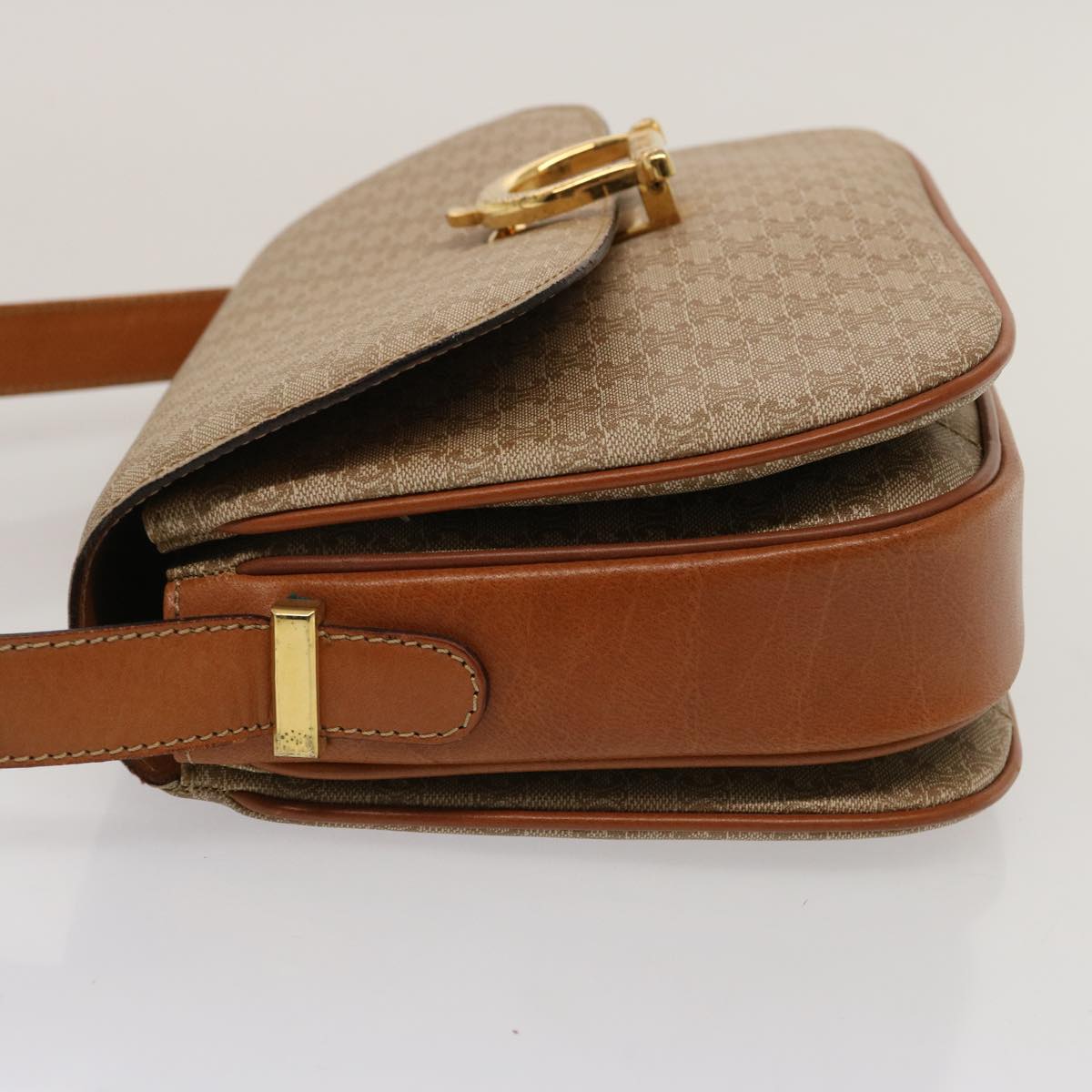 CELINE Macadam Canvas Shoulder Bag Beige  73027