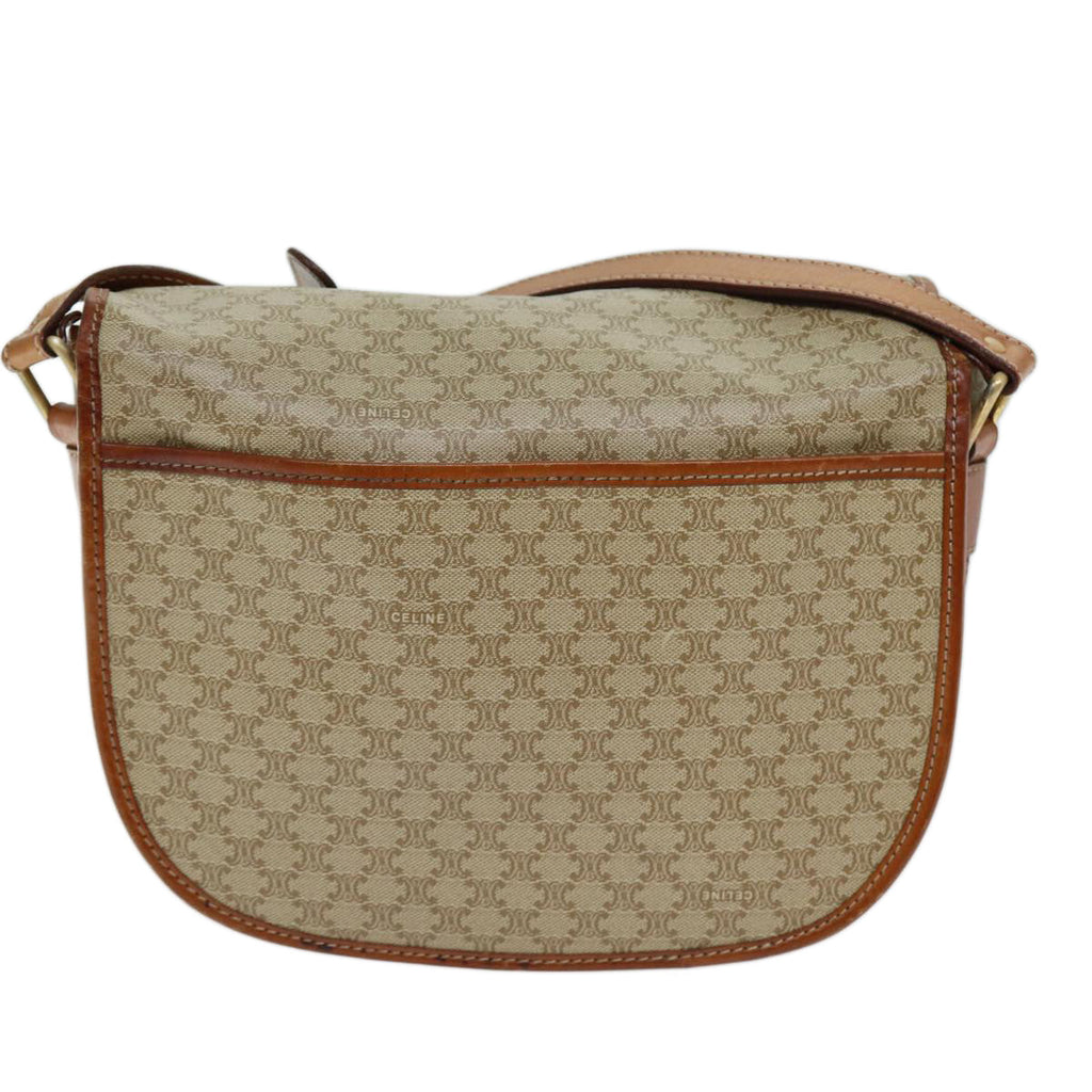 CELINE Macadam Canvas Shoulder Bag Beige Auth 73028