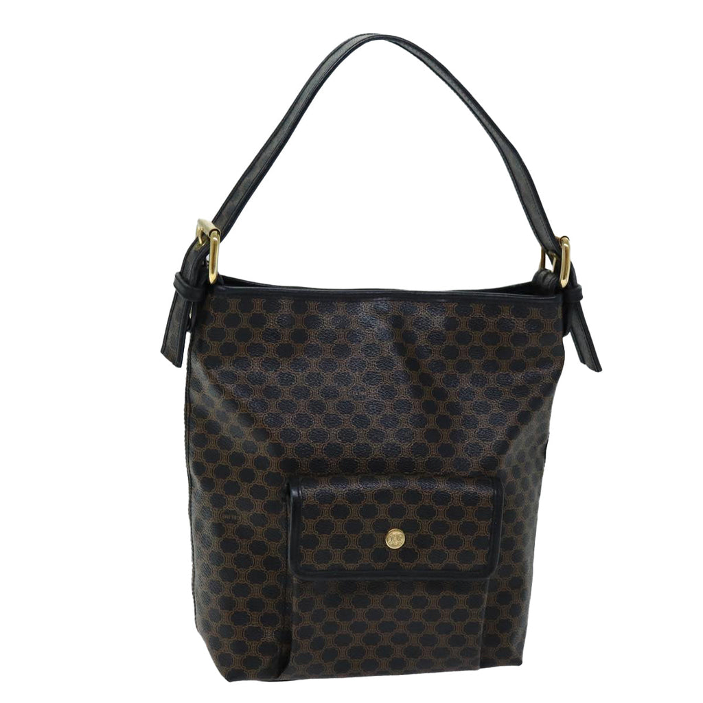 CELINE Macadam Canvas Shoulder Bag PVC Black  73131