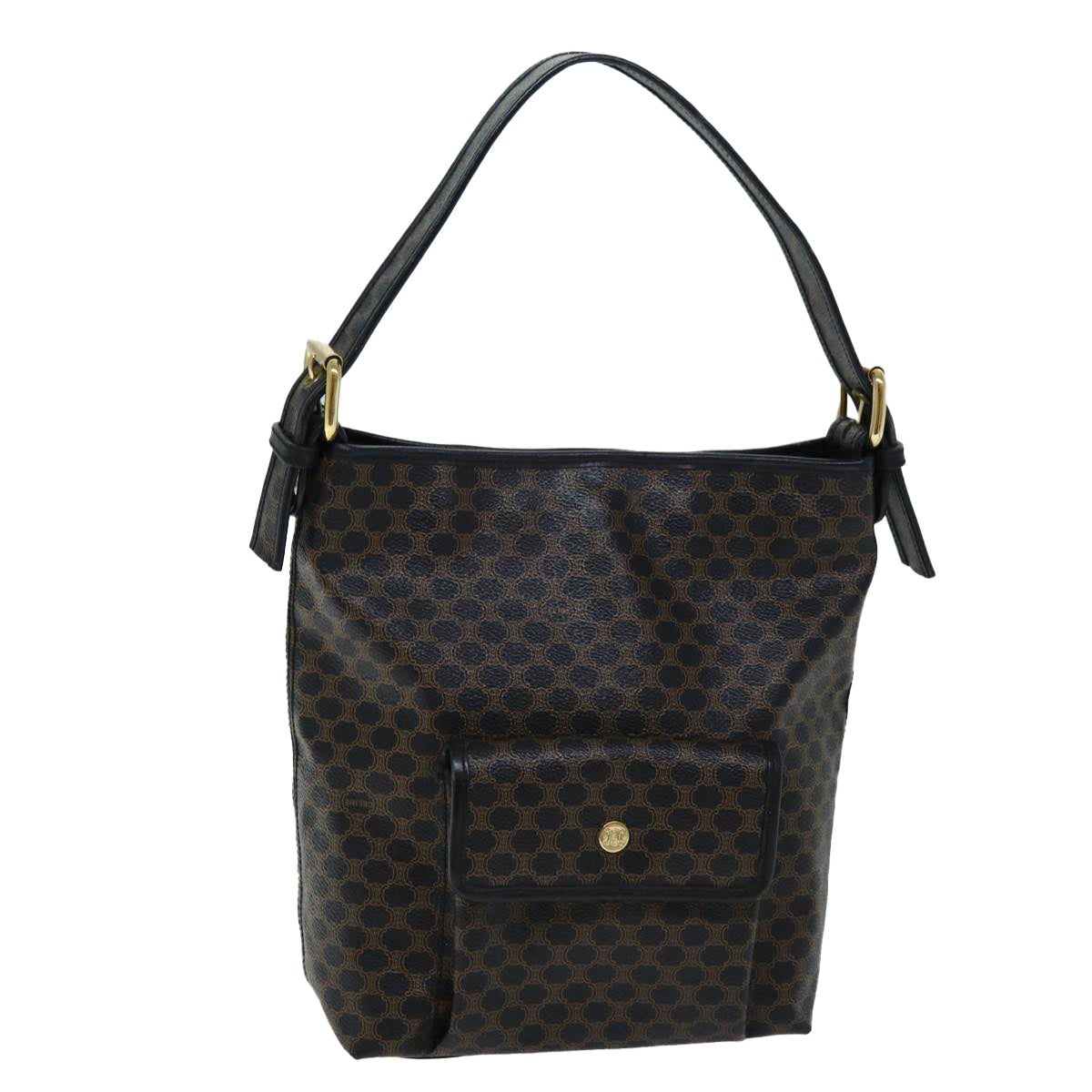 CELINE Macadam Canvas Shoulder Bag PVC Black  73131