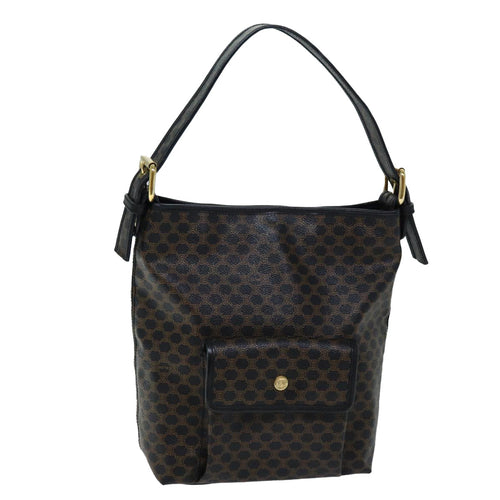 CELINE Macadam Canvas Shoulder Bag PVC Black  73131
