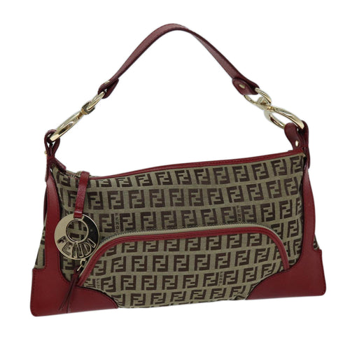 FENDI Zucchino Canvas Shoulder Bag Beige73133
