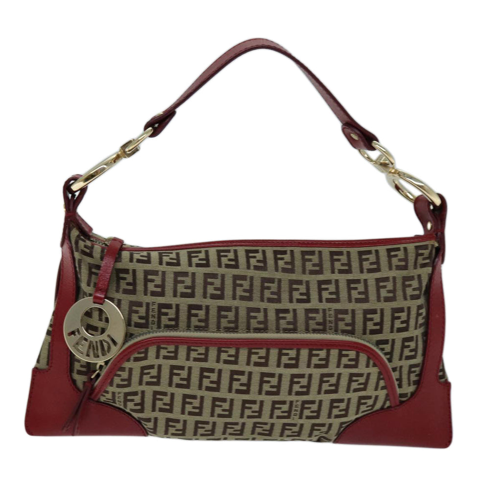 FENDI Zucchino Canvas Shoulder Bag Beige73133