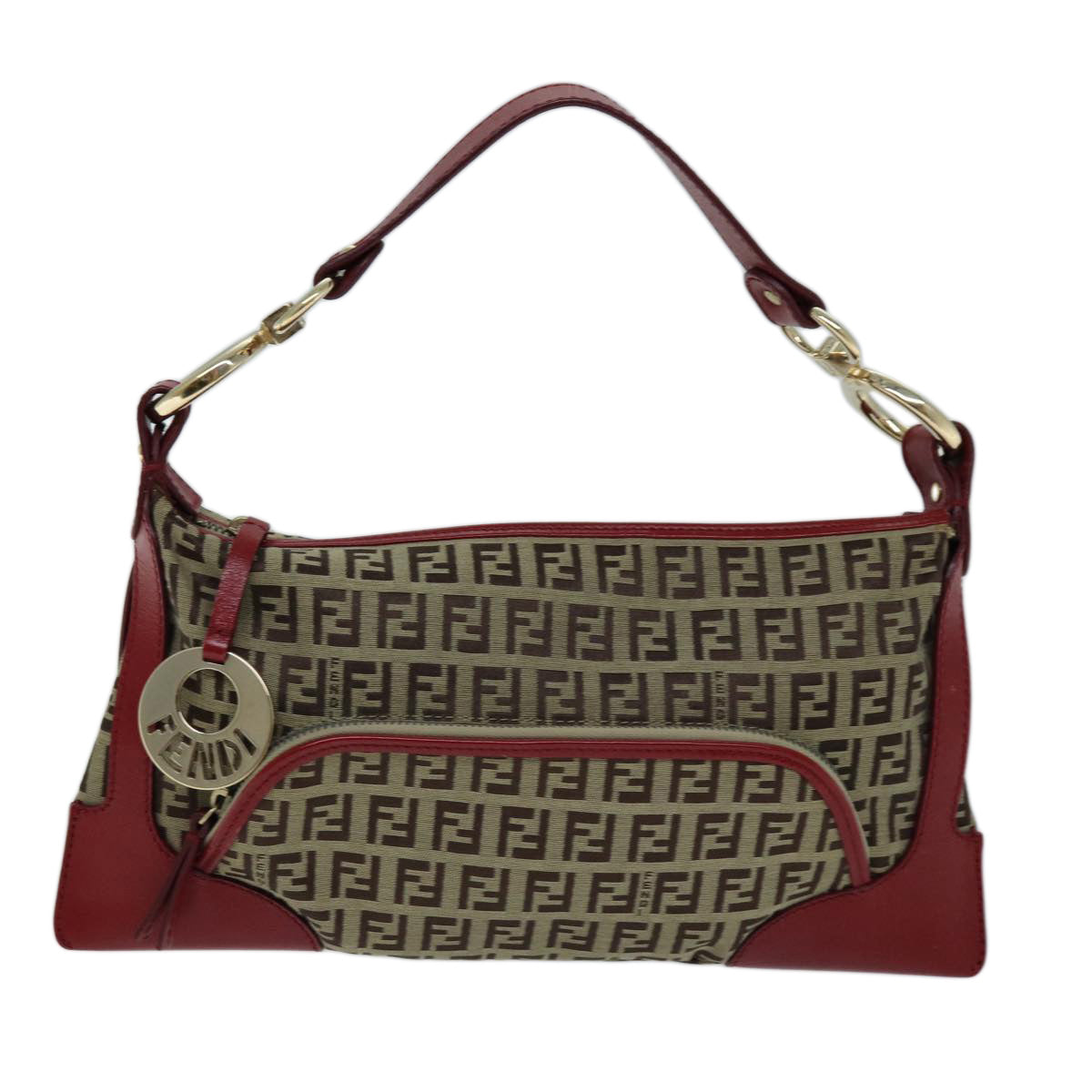 FENDI Zucchino Canvas Shoulder Bag Beige73133