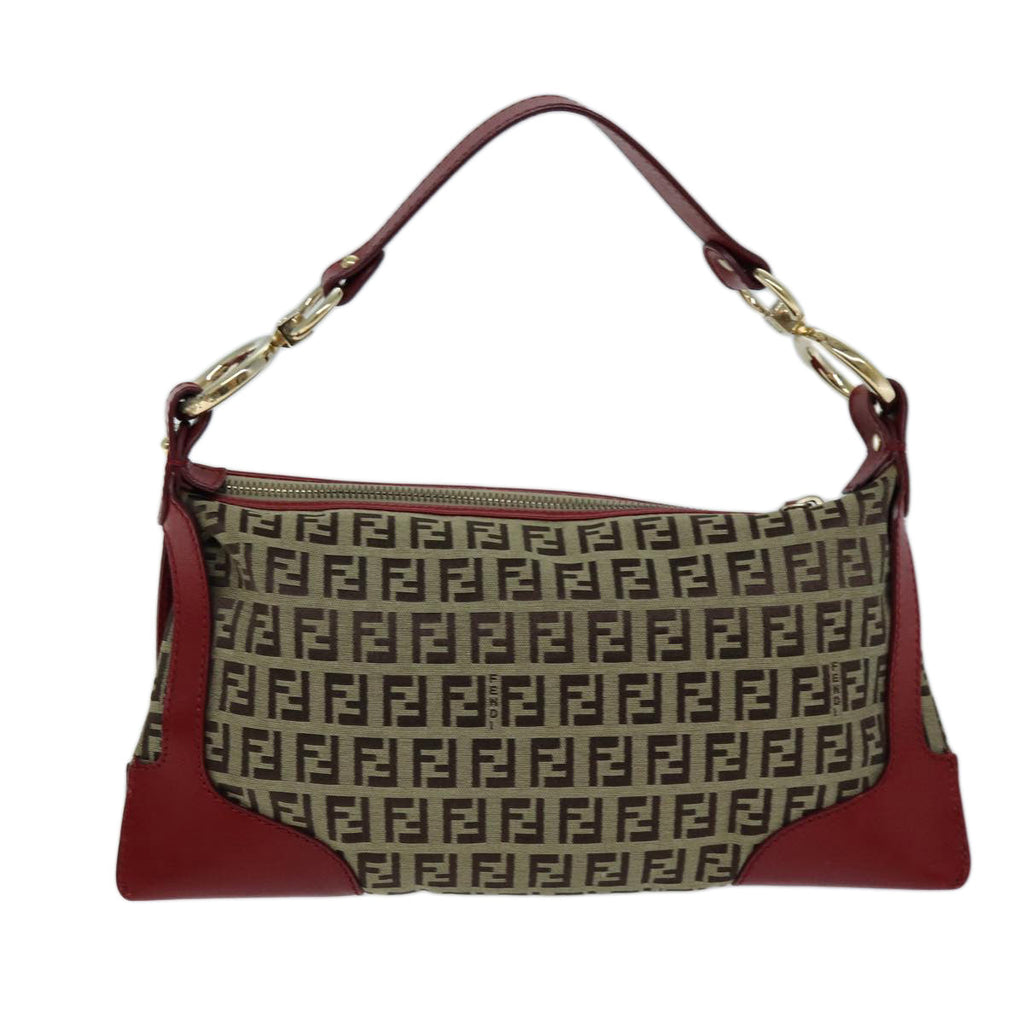 FENDI Zucchino Canvas Shoulder Bag Beige73133