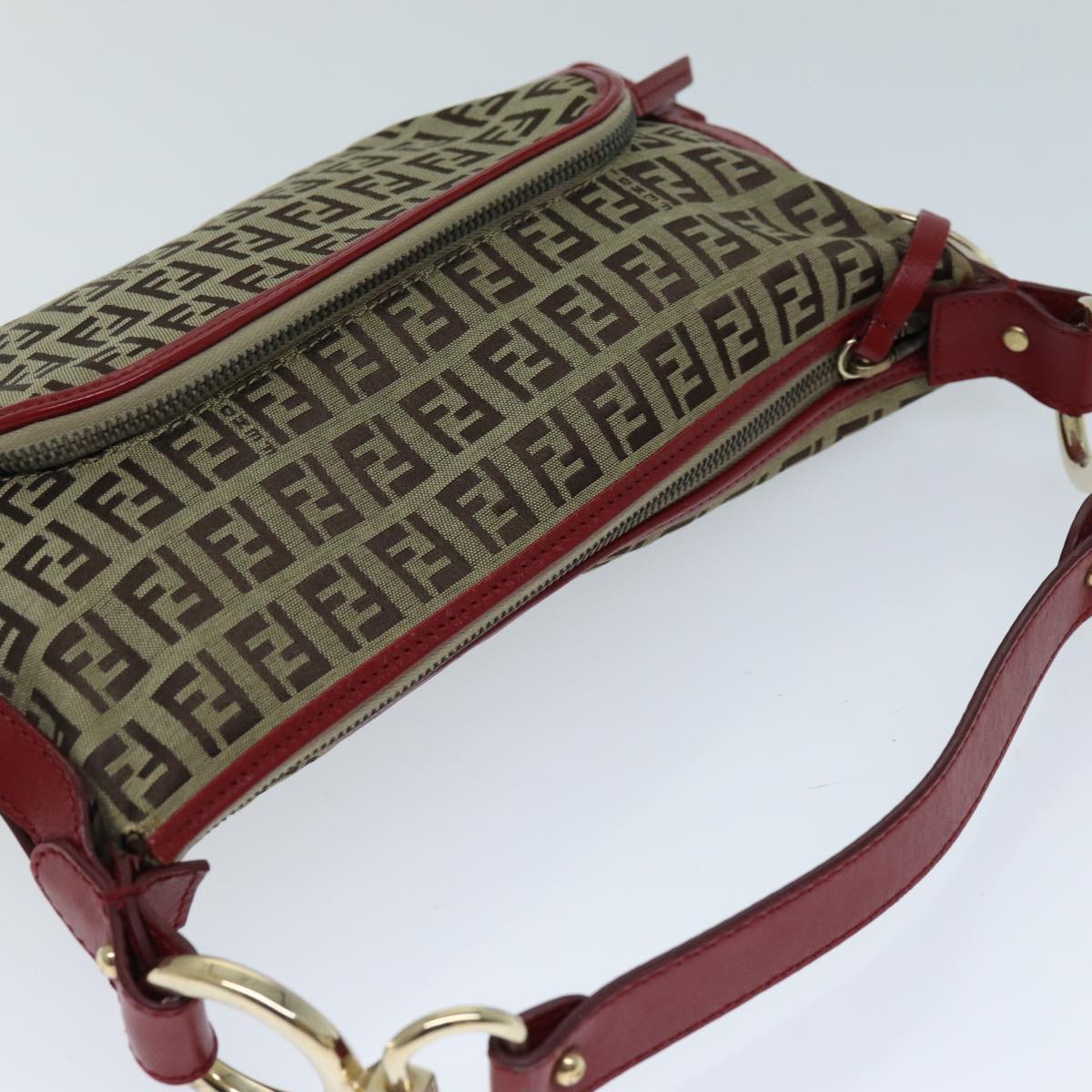 FENDI Zucchino Canvas Shoulder Bag Beige73133