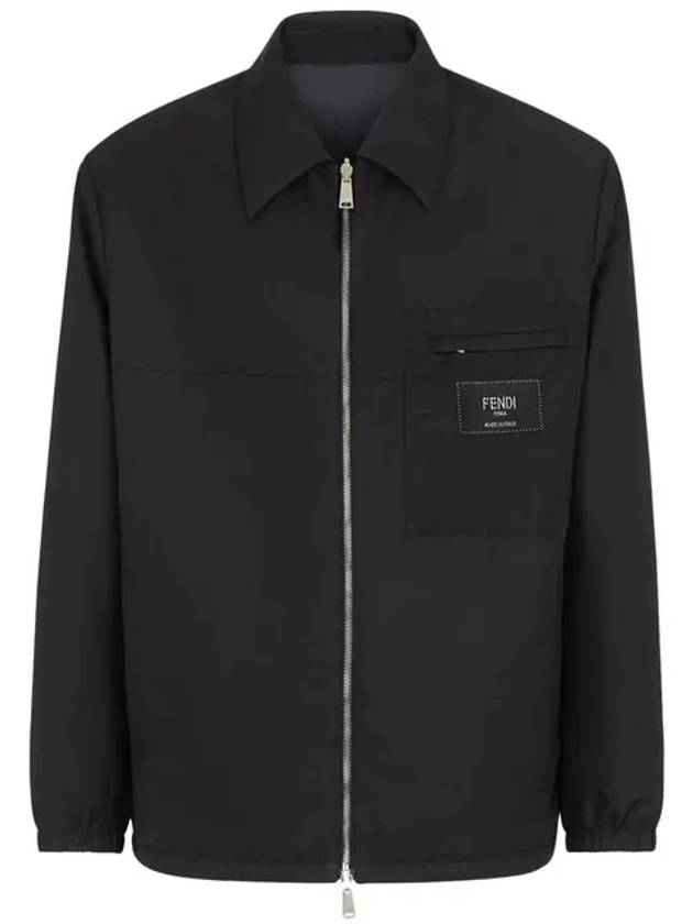 Fendi Nylon Reversible Zip-Up Jacket Black