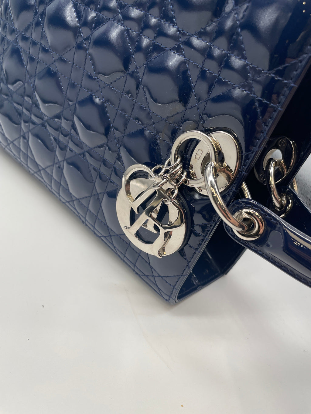 Lady Dior Large Navy Blue Handbag