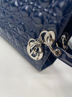 Lady Dior Large Navy Blue Handbag
