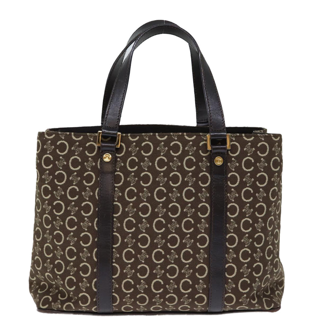 CELINE C Macadam Canvas Hand Bag Brown  73240