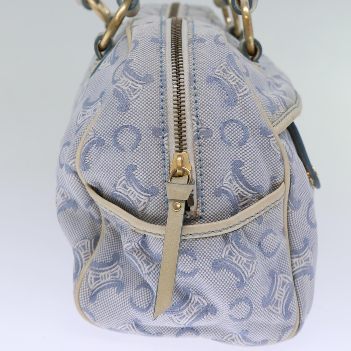 CELINE C Macadam Canvas Hand Bag Light Blue  73242