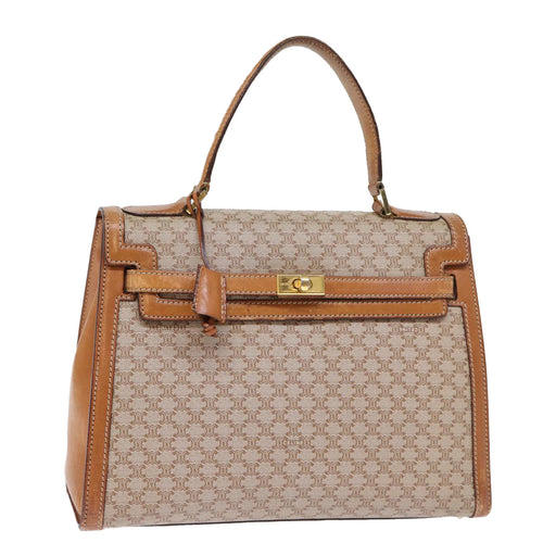 CELINE Macadam Canvas Hand Bag Beige  73341