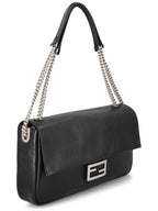 Fendi Baguette Chain Large Shoulder Bag Black