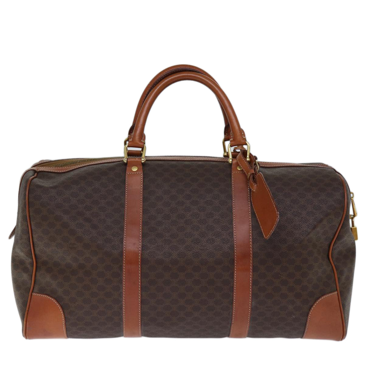 CELINE Macadam Canvas Boston Bag PVC Brown  73452