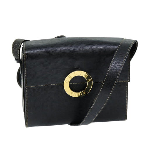 CELINE Shoulder Bag Leather Black  73484