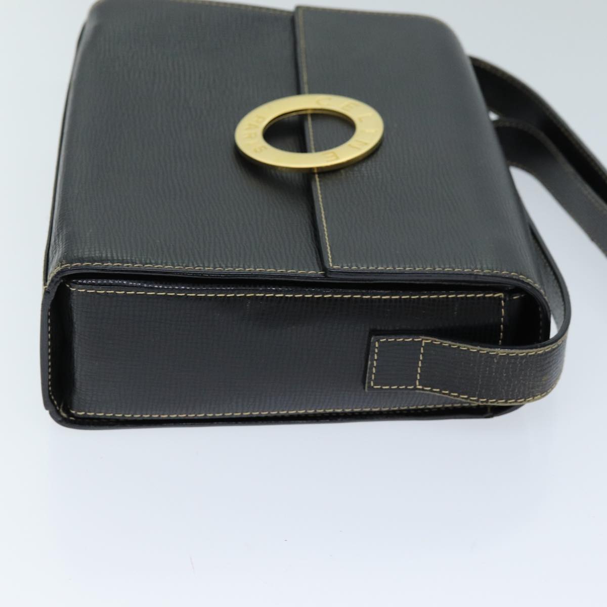 CELINE Shoulder Bag Leather Black  73484