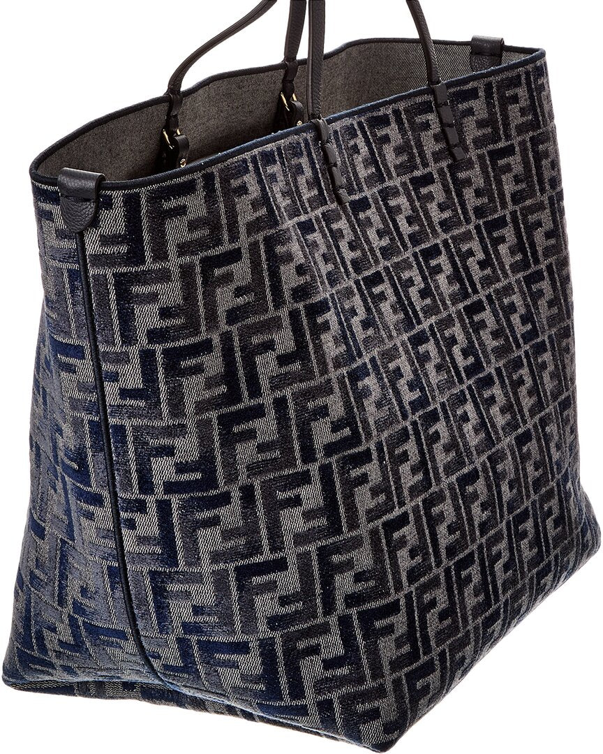 FENDI Roll Large FF Canvas & Leather Tote