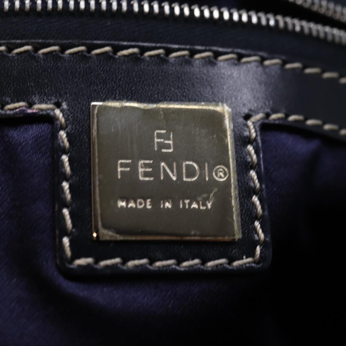 FENDI Zucchino Canvas Hand Bag Navy73581